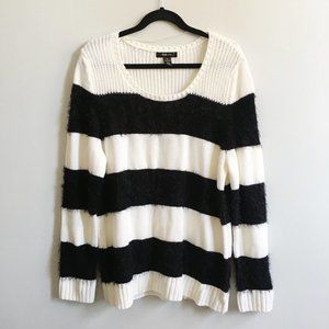 Style&Co Black White Fuzzy Stripe Knit Sweater XL